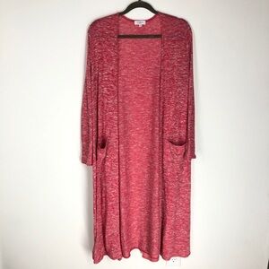 LulaRoe Sarah pink heater long cardigan
